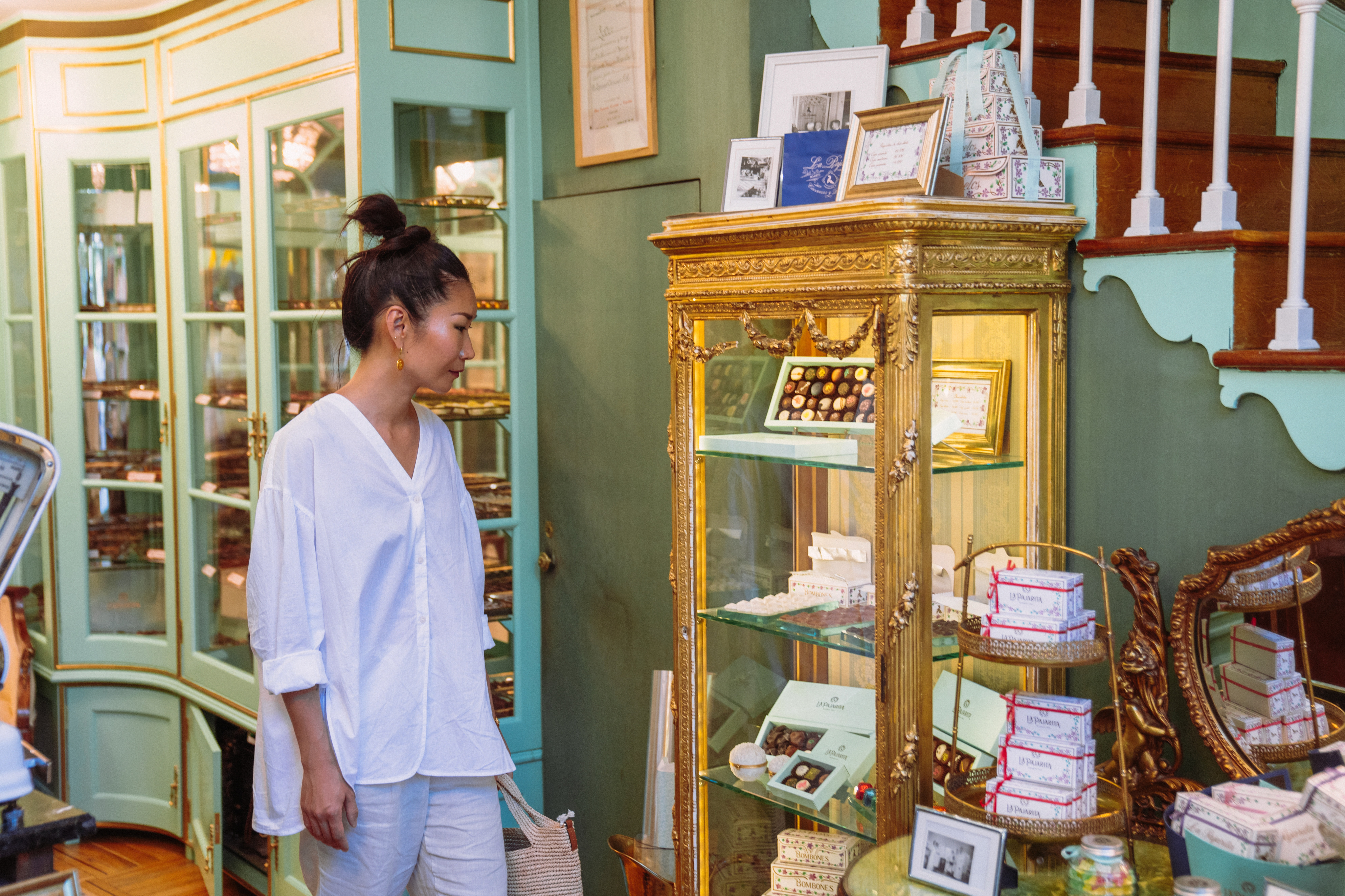 Woman buying at the chocolate shop