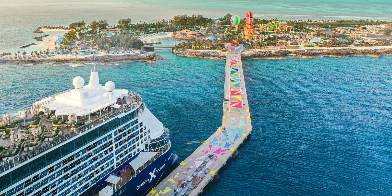 Celebrity ship docked at Coco Cay